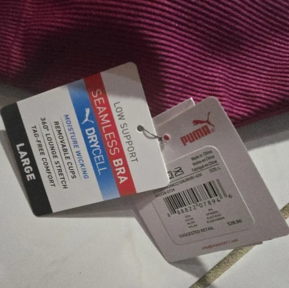 Puma Sports Bra NWT Strappy Racerback Seamless Gym Athletic Dry Cell Padded Run - Picture 5 of 8